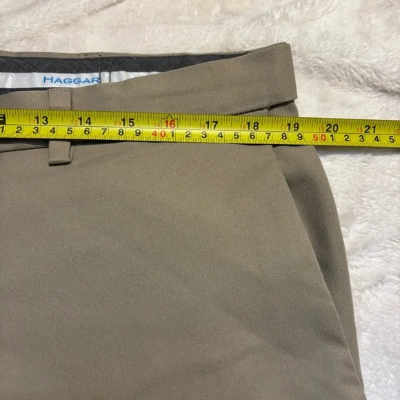 Haggar Men's Chinos 36 x 32 Khaki Lightweight Classic Fit Cool 18 Pro - Picture 8 of 10